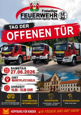 Tag der offenen Tür der Freiwilligen Feuerwehr Egelner Mulde am 27.06.2026 10.00 - 15.00 Uhr