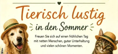 tierisch lustiges Bild - Hund und Katze mit Strohhut (Bild vergr&ouml;&szlig;ern)