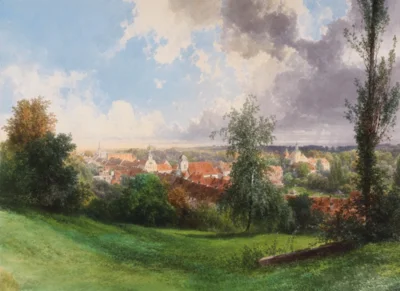 Blick von der Wiese an der Kirchruine, um 1860 (Aquarell von Carl Graeb, Foto: René E. Pech)
