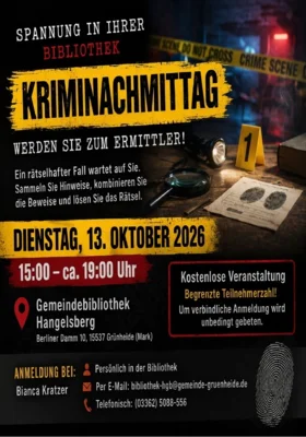Einladung zum Krimi-Nachmittag in Hangelsberg