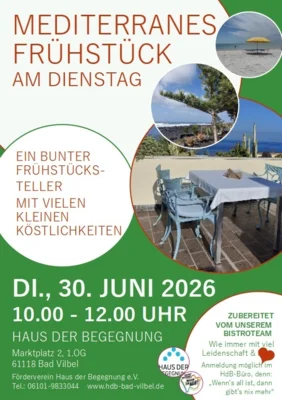 Veranstaltung: Mediterranes Fr&uuml;hst&uuml;ck Di 30.​06.​2026