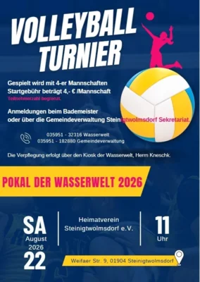 Einladung zum Volleyballturnier in der Wasserwelt Steinigtwolmsdorf e.V.