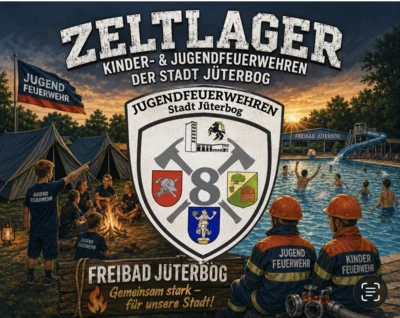 Veranstaltung: 2. Stadtzeltlager der Kinder- und Jugendfeuerwehren der Stadt J&uuml;terbog 10. – 12.07.2026