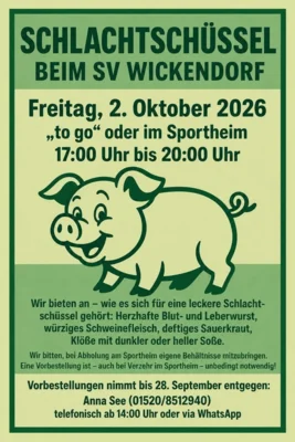 Schlachtsch&uuml;ssel beim SV Wickendorf