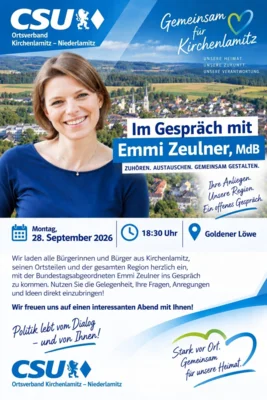 Veranstaltung: Im Gespr&auml;ch mit Emmi Zeulner, MdB Mo 28.​09.​2026
