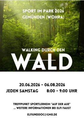 Veranstaltung: Sport im Park 2026 - Walking durch den Wald Fr 03.​07.​2026