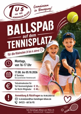 Plakat für TuS-Ballspaß auf dem Tennisplatz
