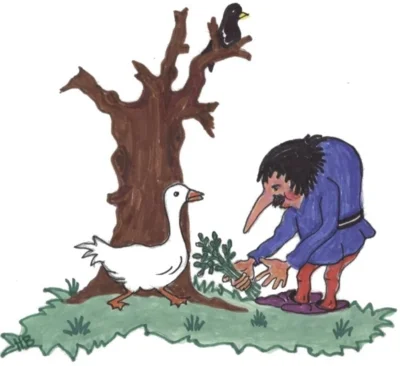 Zwerg Nase sucht nach dem heilenden Kraut