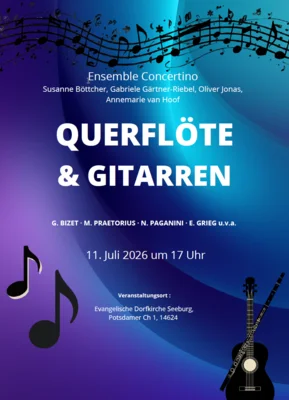 Veranstaltung: Ensemble Concertino - Konzert in der Evangelischen Dorfkirche Seeburg Sa 11.​07.​2026