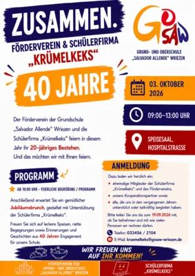 Jubiläumsveranstaltung 20 Jahre Schulförderverein & Schülerfirma "Krümelkeks"