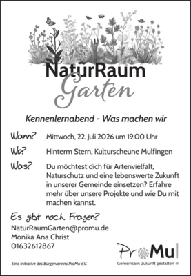 Veranstaltung: NaturRaumGarten Kennenlernabend - Was machen wir Mi 22.​07.​2026