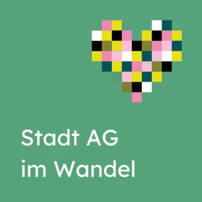 Das bunte Logo-Herz von Inklusion vor Ort, darunter steht: Stadt AG im Wandel. (Bild vergr&ouml;&szlig;ern)
