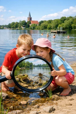 Kinder am Teich - KI-geniert (Bild vergr&ouml;&szlig;ern)