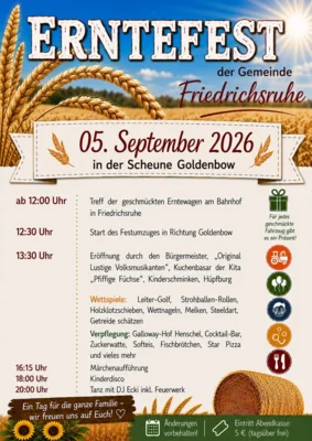 Veranstaltung: Erntefest Friedrichsruhe Sa 05.​09.​2026