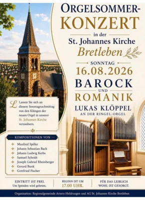 Orgelsommerkonzert in der St. Johannes Kirche Bretleben