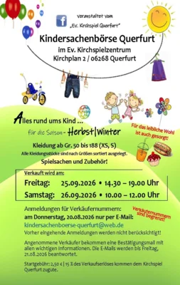 Kindersachenbörse im Kirchspiel Querfurt am 25. und 26. September