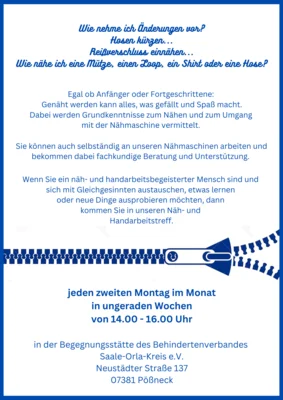 Flyer für Näh- und Handarbeitstreff in Pößneck Seite 2