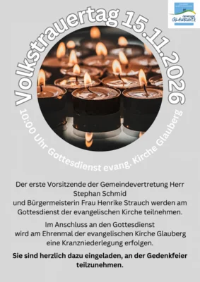 Veranstaltung: Gottesdienst zum Volkstrauertag mit Kranzniederlegung So 15.​11.​2026