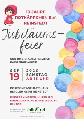 Bild mit Hinweisen zur Jubiläumsfeier des ©Rotkäppchen e.V in Reinstedt (Bild vergr&ouml;&szlig;ern)