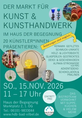 Veranstaltung: Rund 20 St&auml;nde pr&auml;sentieren Handwerkskunst So 15.​11.​2026