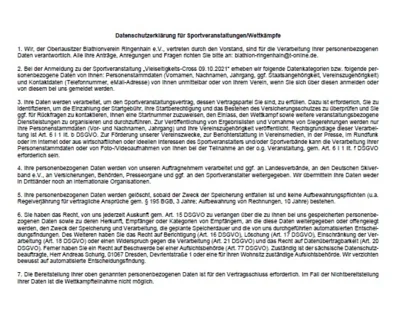 Datenschutzerklärung zu Sportveranstaltungen