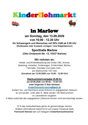 Veranstaltung: Kinderflohmarkt in Marlow So 13.​09.​2026