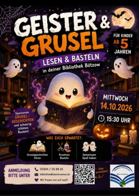 Veranstaltung: Geister & Grusel in der Bibliothek B&ouml;tzow Mi 14.​10.​2026