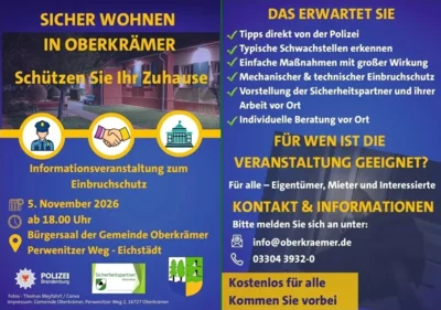Veranstaltung: Informationsveranstaltung zum Einbruchschutz Do 05.​11.​2026