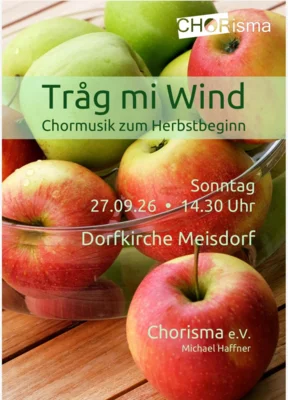 Flyer mit Informationen; Hintergrund mit Äpfeln ©M. Haffner (Bild vergr&ouml;&szlig;ern)