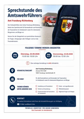 Sprechstunde des Amtswehrführers September