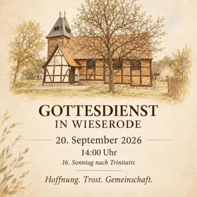 Zeichnung der Kirche mit Hinweis zum Gottesdienst, ©️Doepp (Bild vergr&ouml;&szlig;ern)