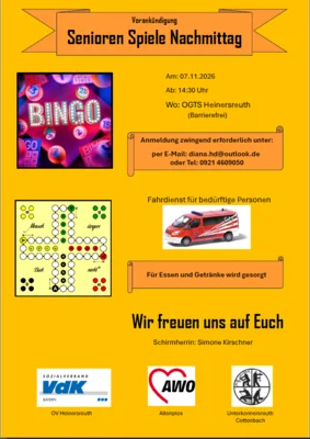 Veranstaltung: Senioren Spiele Nachmittag Sa 07.​11.​2026