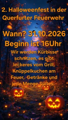 Halloweenfest bei der Querfurter Feuerwehr am 31. Oktober ab 16 Uhr