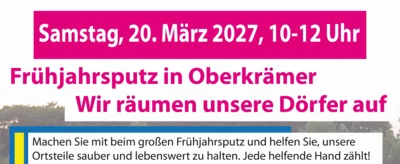 Veranstaltung: FR&Uuml;HJAHRSPUTZ in OBERKR&Auml;MER Sa 20.​03.​2027
