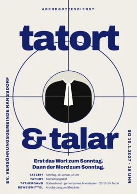 Veranstaltung: Abendgottesdienst "Tatort und Talar" 18:00 Uhr So 10.​01.​2027