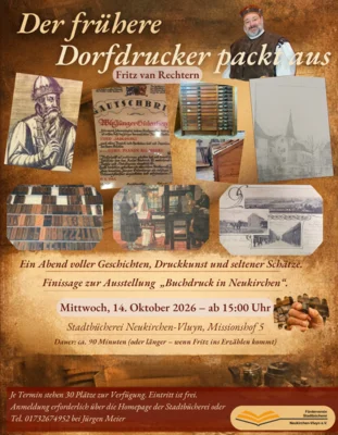 Einladung zur Finissage Buchdruck in Neukirchen-Vluyn