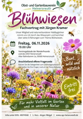 Veranstaltung: Bl&uuml;hwiesen - Fachvortrag mit J&uuml;rgen Kramer Fr 06.​11.​2026
