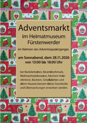 Adventsmarkt im Heimatmuseum Fürstenwerder 28.11.2026