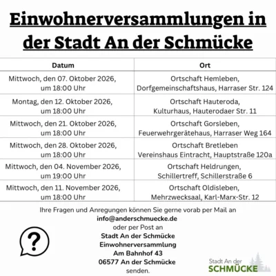 Termine Einwohnerversammlung