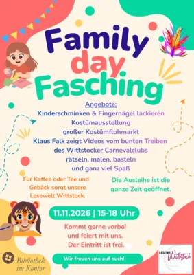 Veranstaltung: Familyday "Fasching" Mi 11.​11.​2026