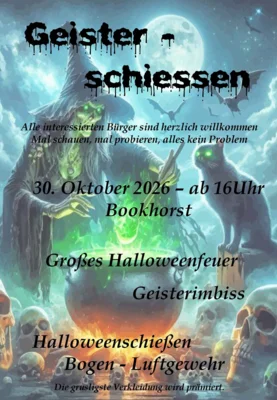 Veranstaltung: Geisterschie&szlig;en mit gro&szlig;em Halloweenfeuer in Bookhorst Fr 30.​10.​2026