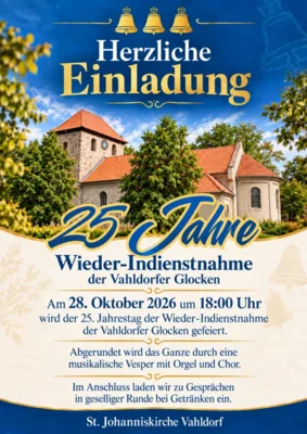 Veranstaltung: 25 Jahre Wieder-Instandnahme der Vahldorfer Glocken Mi 28.​10.​2026