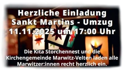 Veranstaltung: Sankt Martin Umzug in Marwitz Mi 11.​11.​2026