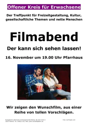Veranstaltung: Filmabend f&uuml;r Erwachsene - Der kann sich sehen lassen Mo 16.​11.​2026