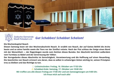 Schabbat-Zeiten & Wochenabschnitt Noach