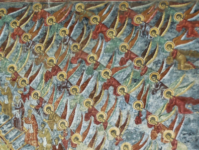 An der Himmelsleiter, Wandbild Kloster Voronet, Rumänien