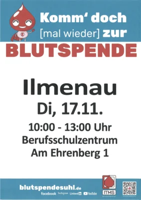 Plakat Blutspende am SBSZ 17.11.2026