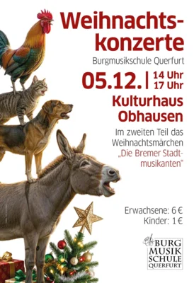 Weihnachtskonzerte der Burgmusikschule Querfurt am 5. Dezember im Kulturhaus Obhausen