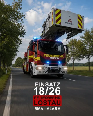 Einsatz 18-2026 - BMA Alarm in Burg - DLK auf Anfahrt