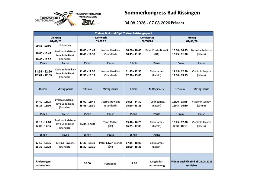 Zeitplan Trainer A/B